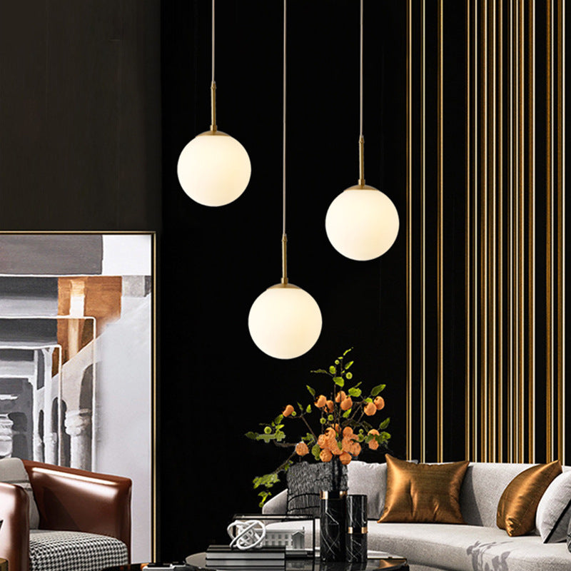 Globe Glass Pendant Light in Modern Creative Style Copper Single Hanging Lamp for Dining Room