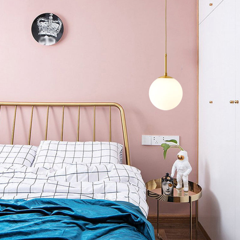 Globe Glass Pendant Light in Modern Creative Style Copper Single Hanging Lamp for Dining Room