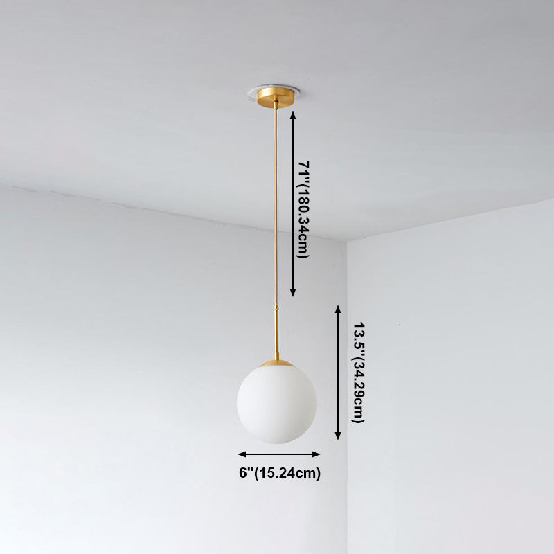 Globe Glass Pendant Light in Modern Creative Style Copper Single Hanging Lamp for Dining Room