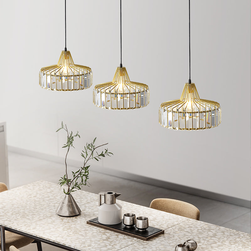Crystal Drum Shape Hanging Lights Modern Style 1-Light Hanging Fixture for Living Room