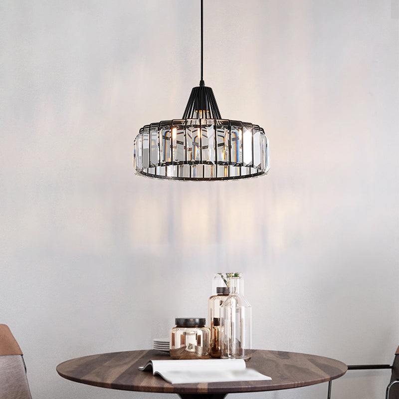 Crystal Drum Shape Hanging Lights Modern Style 1-Light Hanging Fixture for Living Room