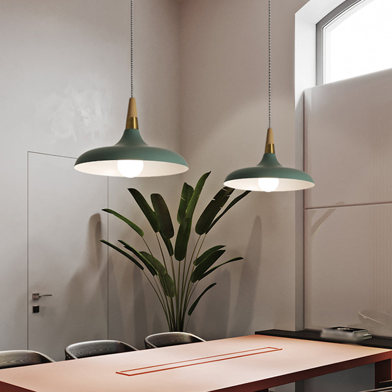 Metal Pot Cover Shape Hanging Lights Modern Style 1-Light Hanging Fixture for Bedroom