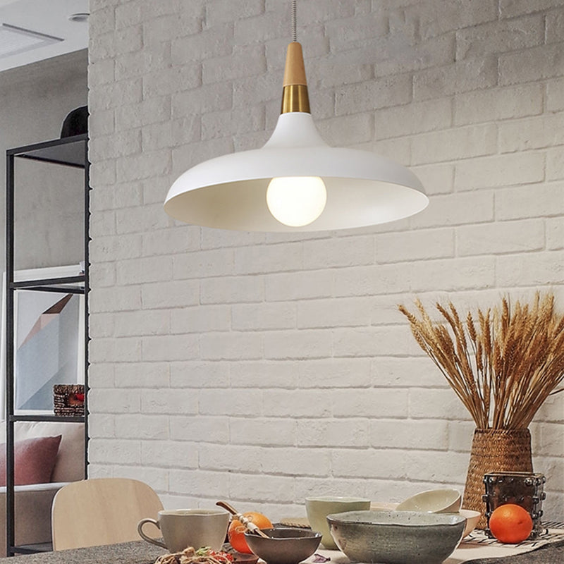 Metal Pot Cover Shape Hanging Lights Modern Style 1-Light Hanging Fixture for Bedroom