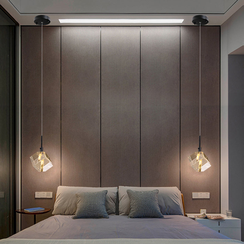 Unique Shape Hanging Lighting Modern Style Crystal Pendant Lamp for Bedroom