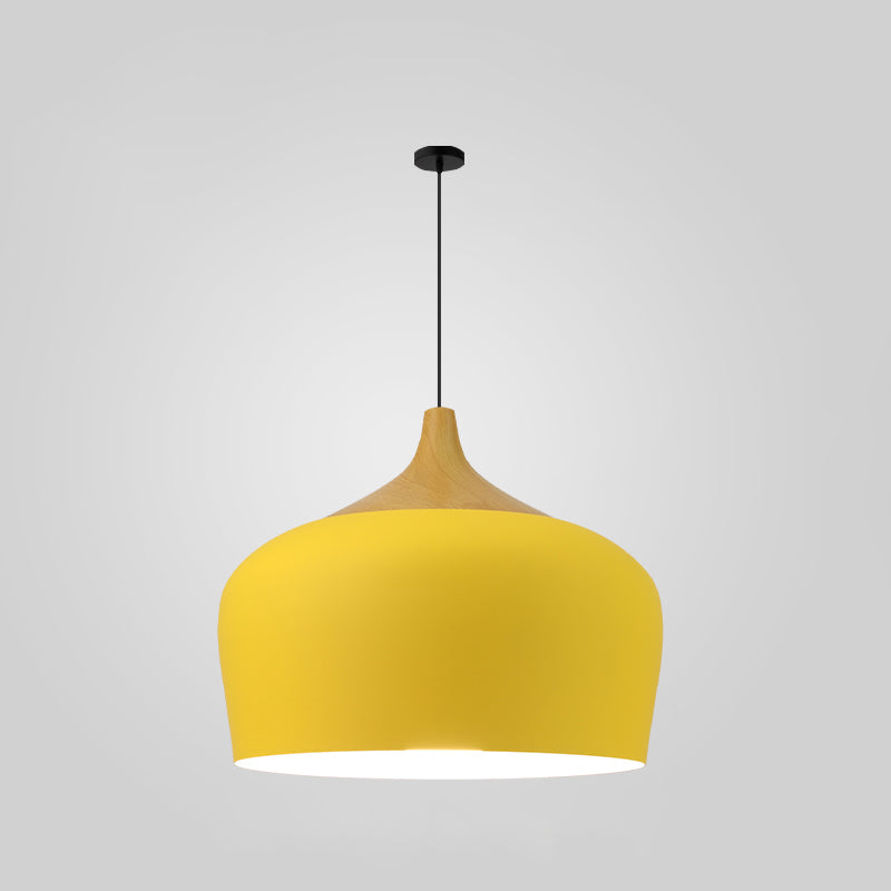 Bowl Shape Hanging Lighting Modern Macaron Style Metal 1-Light Pendant Lamp for Restaurant