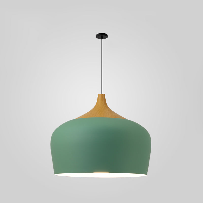 Bowl Shape Hanging Lighting Modern Macaron Style Metal 1-Light Pendant Lamp for Restaurant