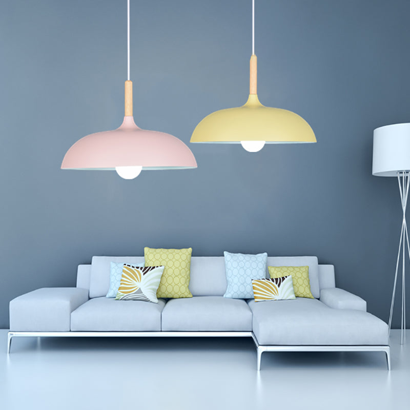 Pot Cover Forme Hanging Lighting Modern Style Metal 1-Light Pendant le restaurant