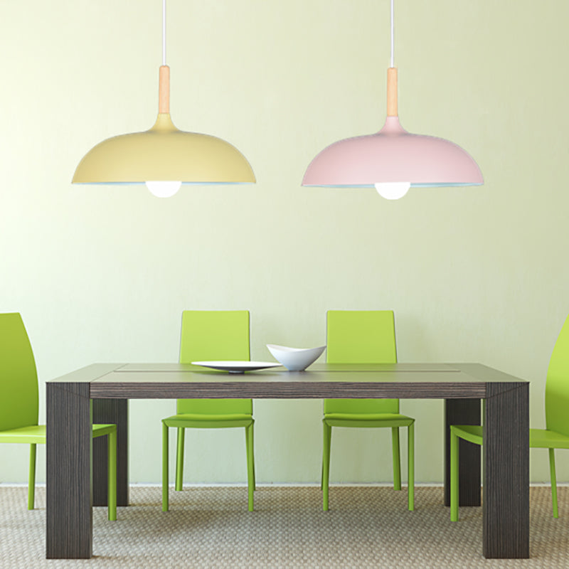 Pot Cover Forme Hanging Lighting Modern Style Metal 1-Light Pendant le restaurant