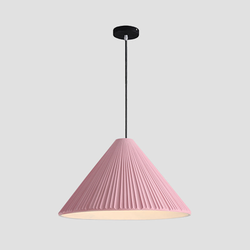 Cone Shape Hanging Lighting Modern Macaron Style Resin 1-Light Pendant Lamp for Bedroom