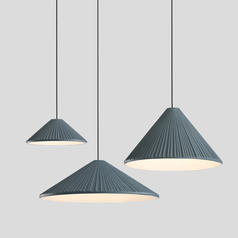 Cone Shape Hanging Lighting Modern Macaron Style Resin 1-Light Pendant Lamp for Bedroom