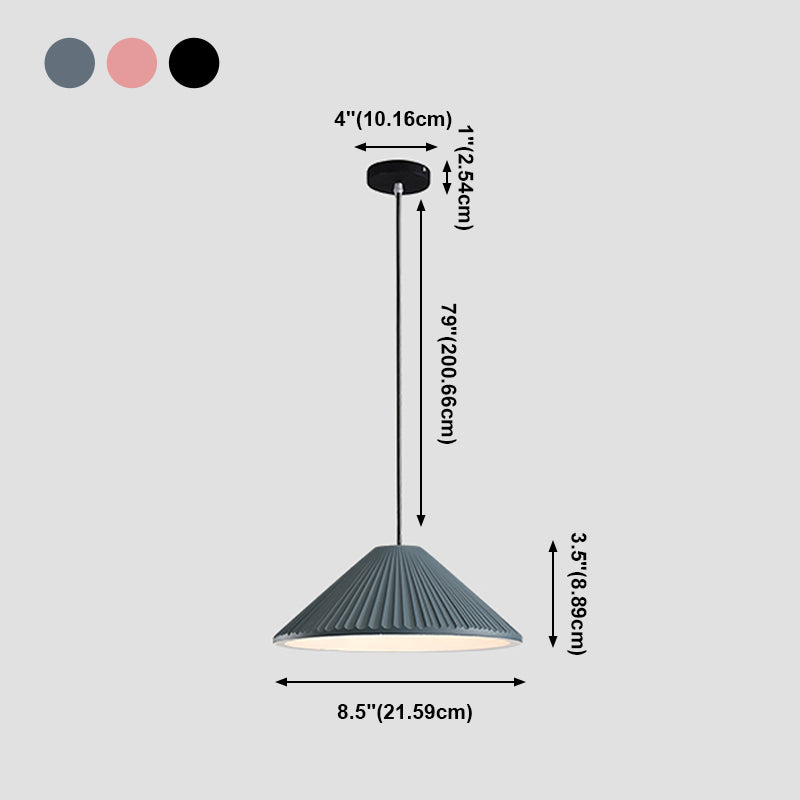 Cone Shape Hanging Lighting Modern Macaron Style Resin 1-Light Pendant Lamp for Bedroom