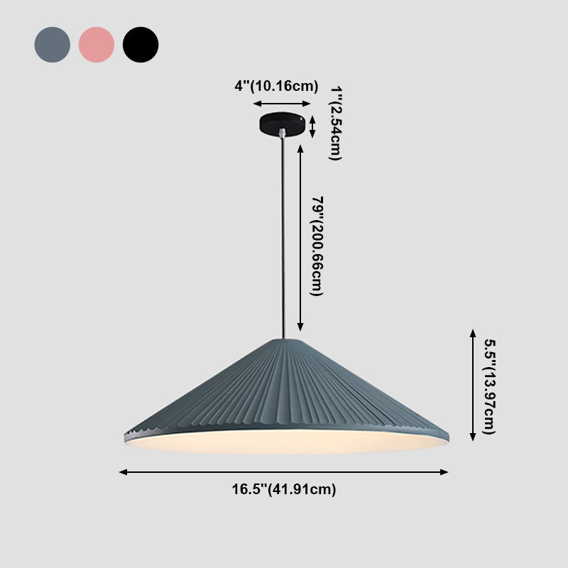 Cone Shape Hanging Lighting Modern Macaron Style Resin 1-Light Pendant Lamp for Bedroom