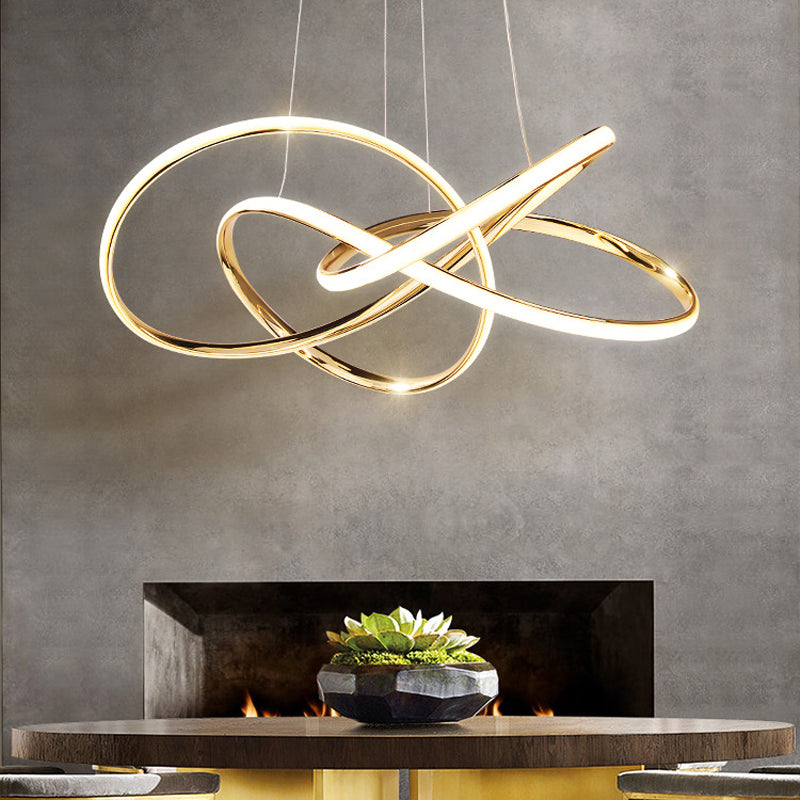 Modern Gold Chandelier Simple 1 Light LED Hanging Light with Aluminum for Bedroom