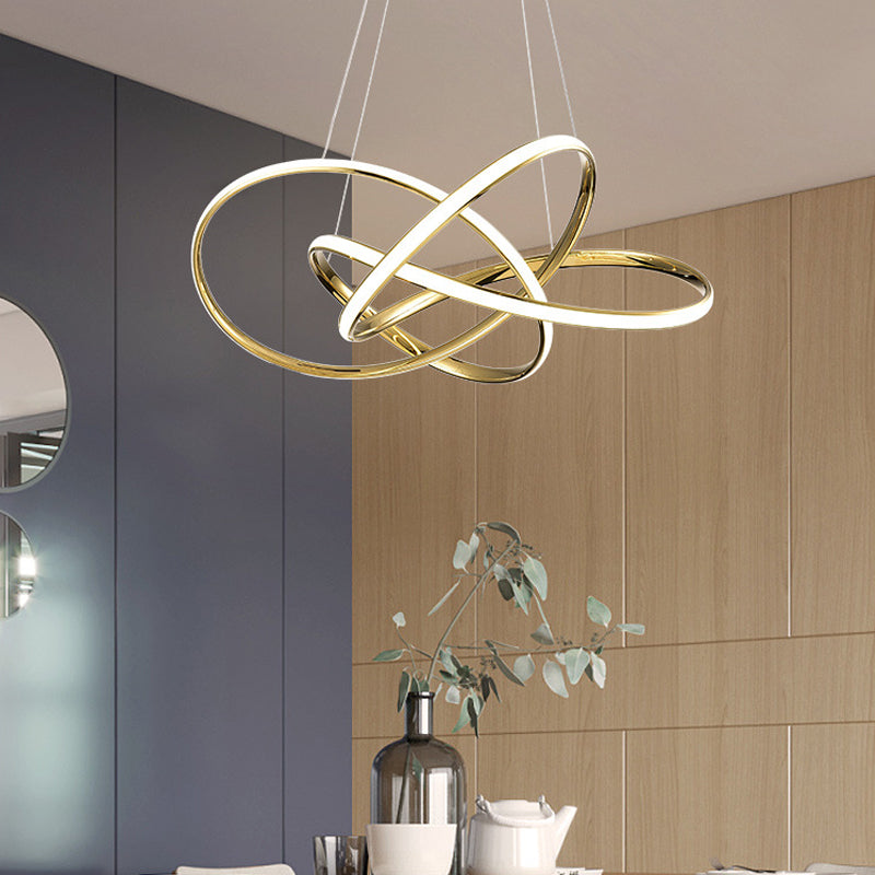 Modern Gold Chandelier Simple 1 Light LED Hanging Light with Aluminum for Bedroom