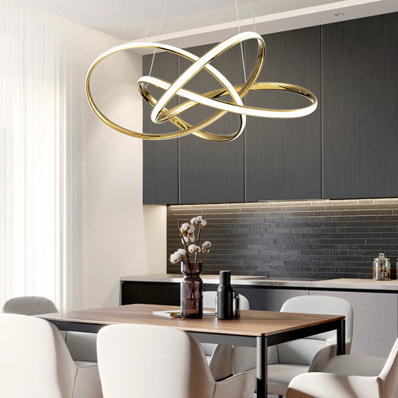 Modern Gold Chandelier Simple 1 Light LED Hanging Light with Aluminum for Bedroom