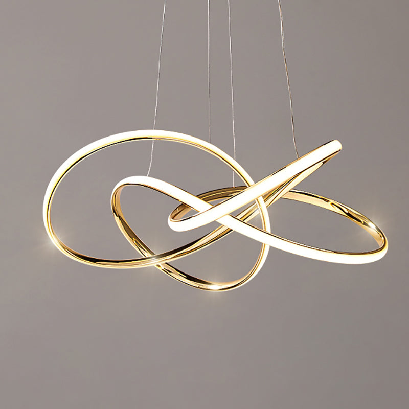 Modern Gold Chandelier Simple 1 Light LED Hanging Light with Aluminum for Bedroom