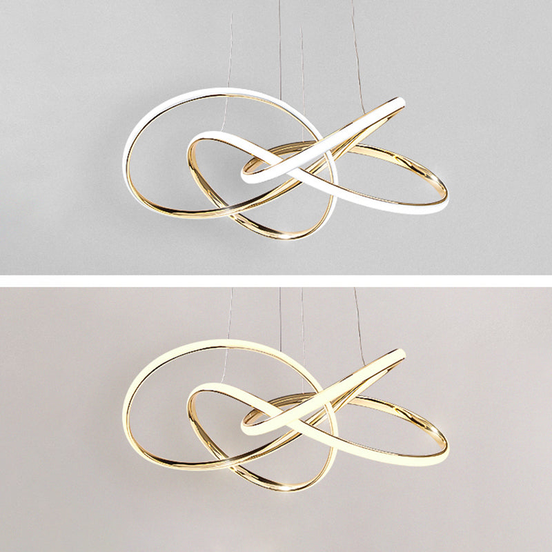 Modern Gold Chandelier Simple 1 Light LED Hanging Light with Aluminum for Bedroom