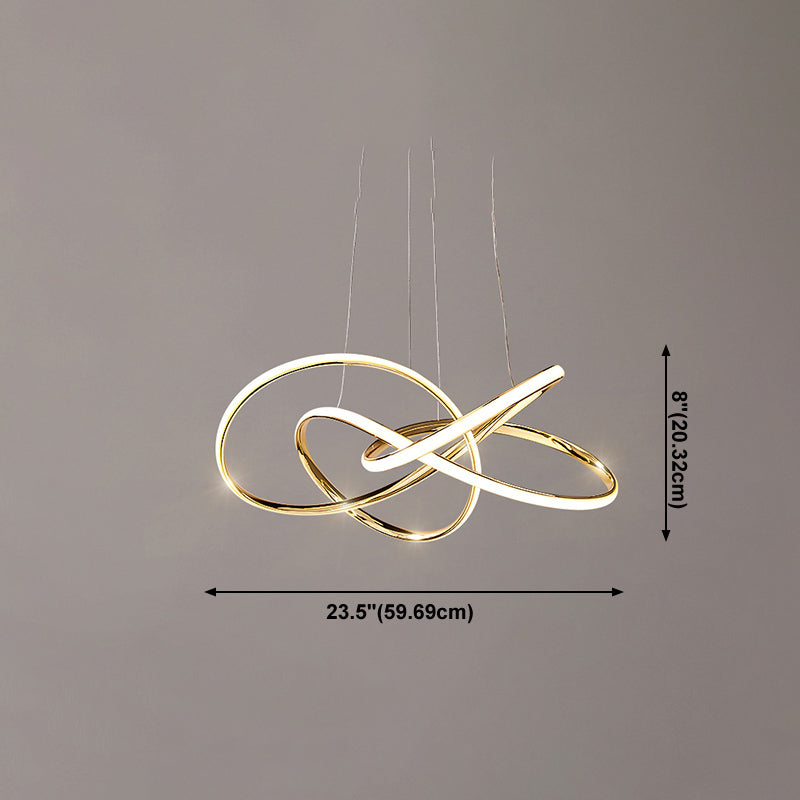 Modern Gold Chandelier Simple 1 Light LED Hanging Light with Aluminum for Bedroom