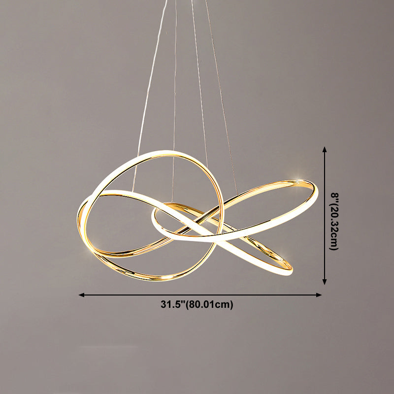 Modern Gold Chandelier Simple 1 Light LED Hanging Light with Aluminum for Bedroom