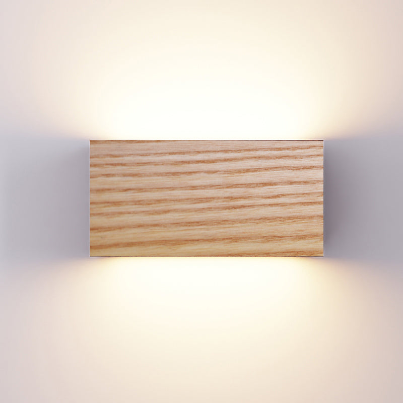Modern Household Wall Lamp Fixture Wooden Shade Sconce for Bedroom Sitting Room