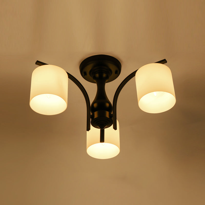 Plafonnier semi-affleurant en verre de style de simplicité d'éclairage cylindrique semi-encastré