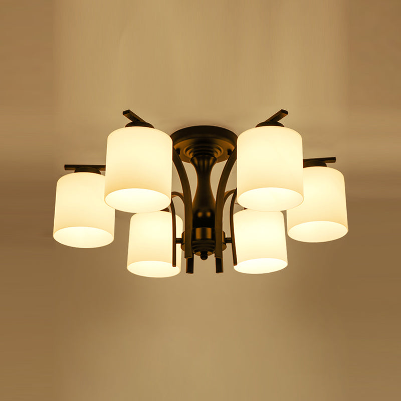 Plafonnier semi-affleurant en verre de style de simplicité d'éclairage cylindrique semi-encastré