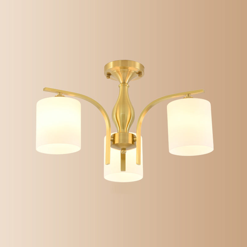 Plafonnier semi-affleurant en verre de style de simplicité d'éclairage cylindrique semi-encastré