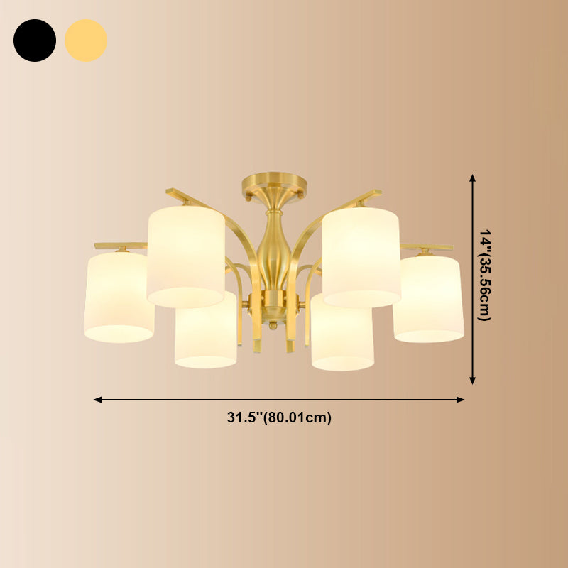 Plafonnier semi-affleurant en verre de style de simplicité d'éclairage cylindrique semi-encastré