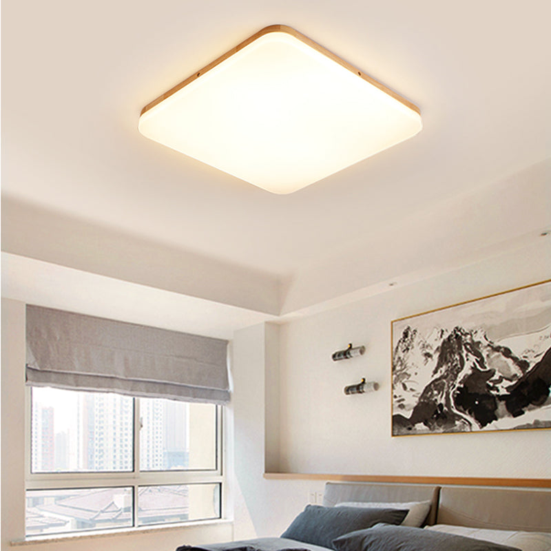 Wooden Modern Flush Mounted Ceiling Lights LED Ceiling Mount Lighting for Living Room