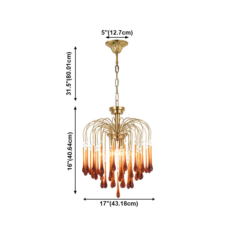 American Metal Chandelier Brown Brawn Tecrid Hasped Hanging Light for Bedroom