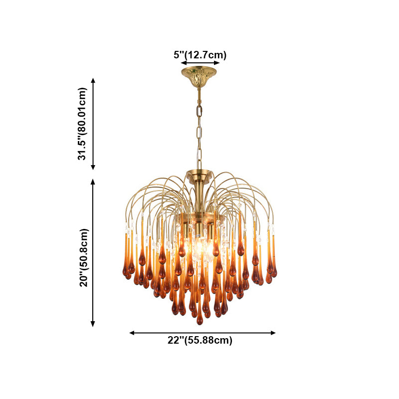 American Metal Chandelier Brown Brawn Tecrid Hasped Hanging Light for Bedroom