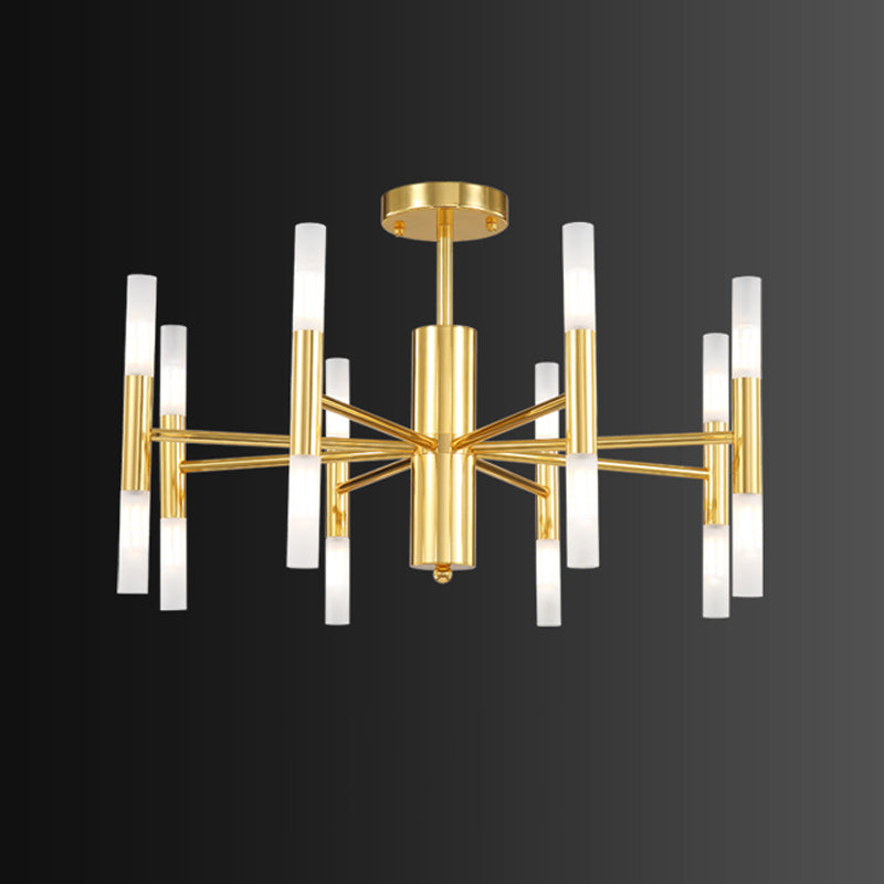 Cylindrical Chandelier Postmodern Metal Gold Hanging Light for Dining Room