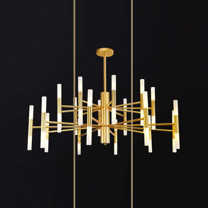 Cylindrical Chandelier Postmodern Metal Gold Hanging Light for Dining Room