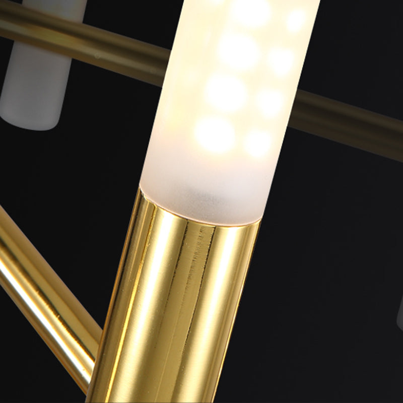 Cylindrical Chandelier Postmodern Metal Gold Hanging Light for Dining Room