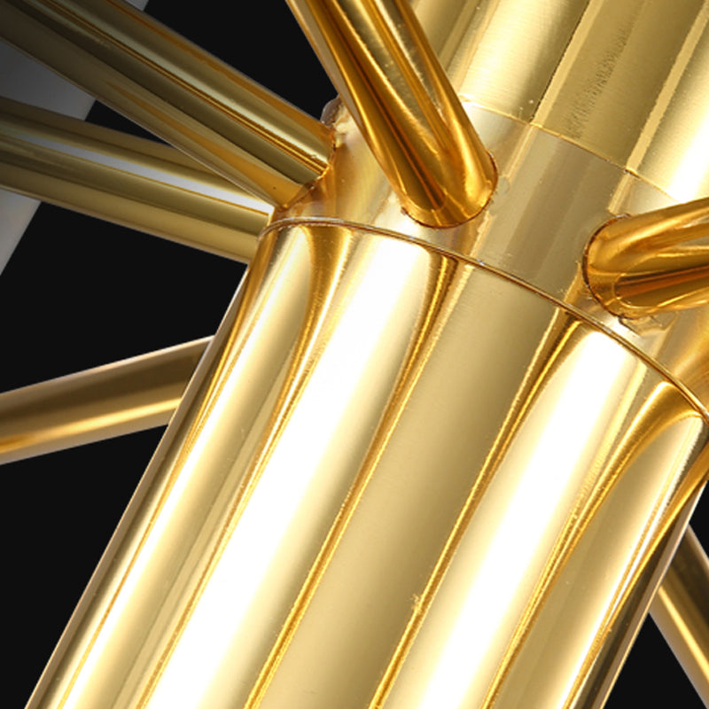 Cylindrical Chandelier Postmodern Metal Gold Hanging Light for Dining Room