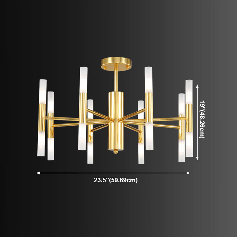 Cylindrical Chandelier Postmodern Metal Gold Hanging Light for Dining Room