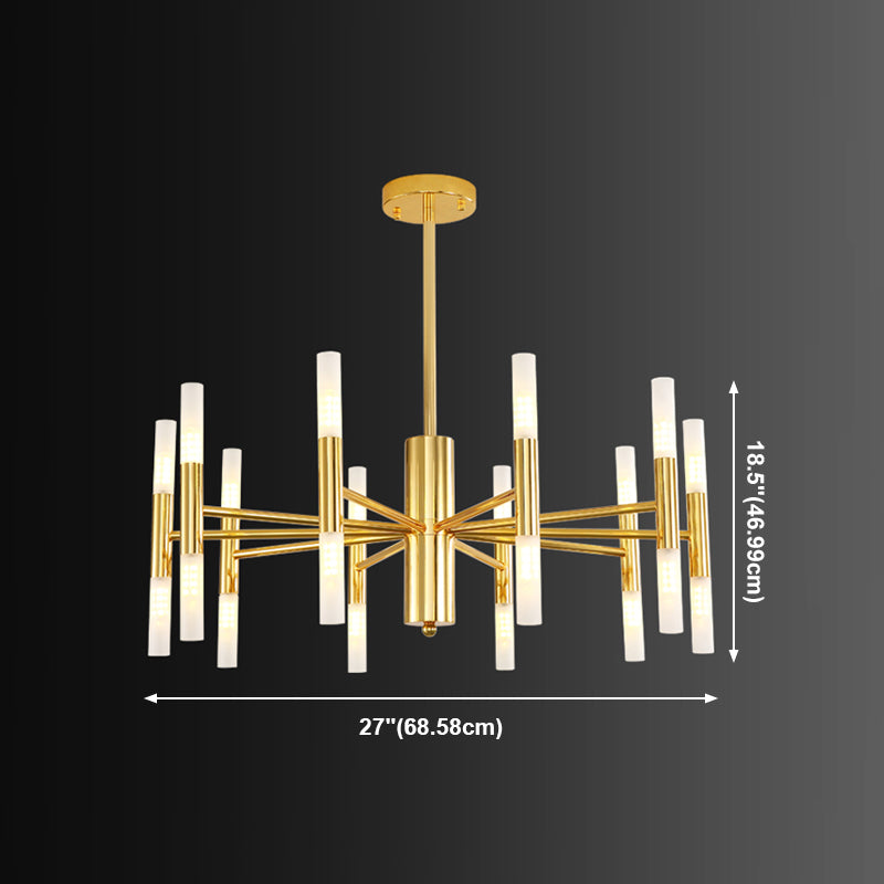 Cylindrical Chandelier Postmodern Metal Gold Hanging Light for Dining Room