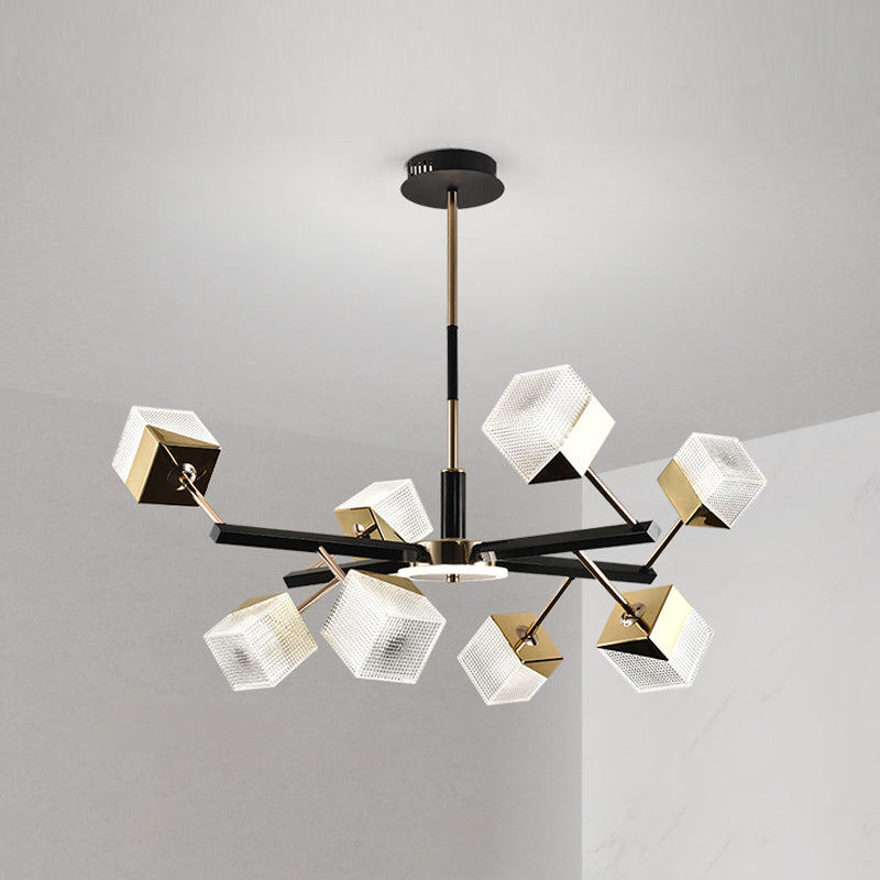 Square Chandelier Postmodern Metal LED Suspension Light Fixture