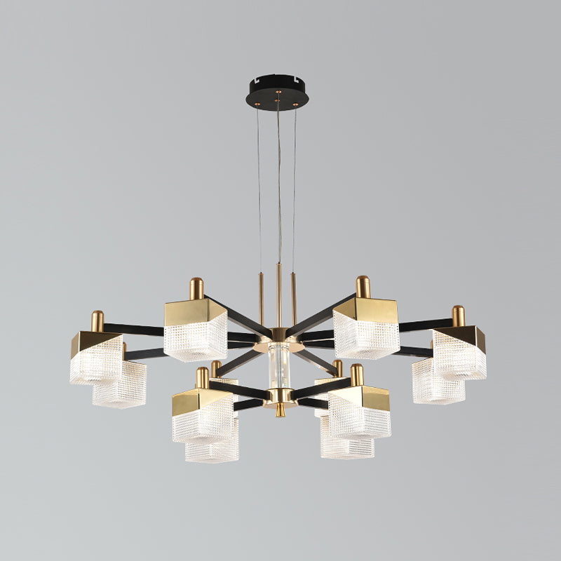 Square Chandelier Postmodern Metal LED Suspension Light Fixture