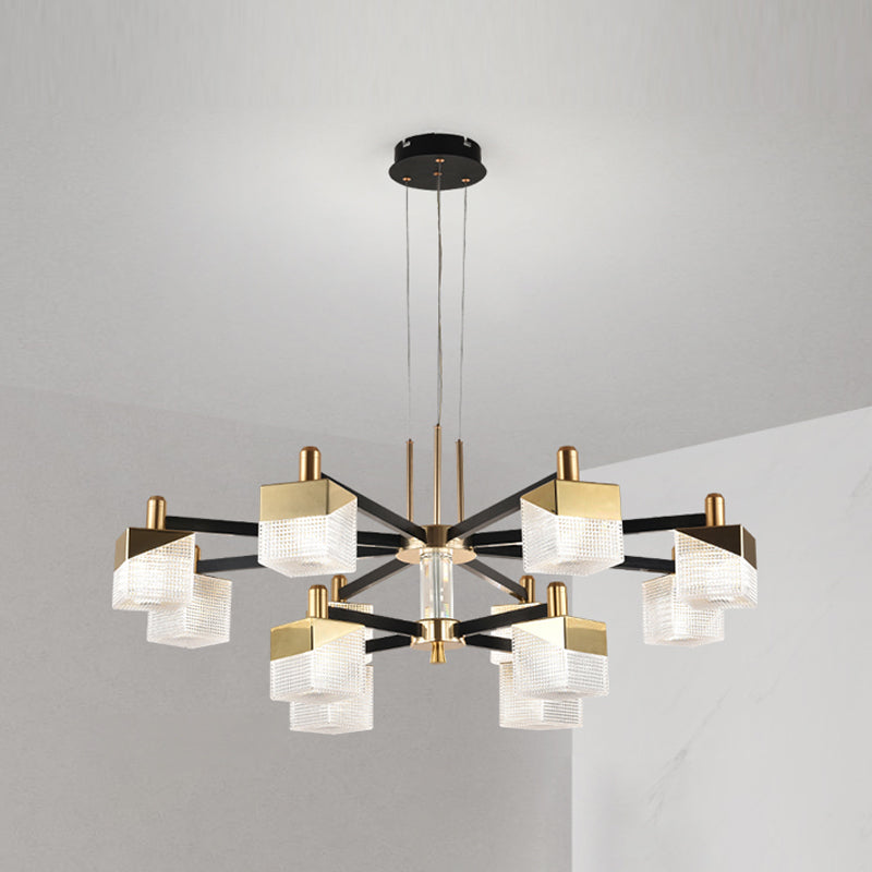 Square Chandelier Postmodern Metal LED Suspension Light Fixture