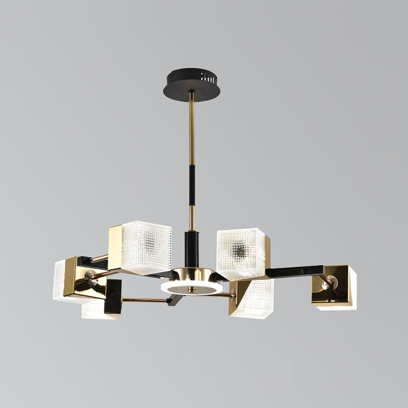 Square Chandelier Postmodern Metal LED Suspension Light Fixture