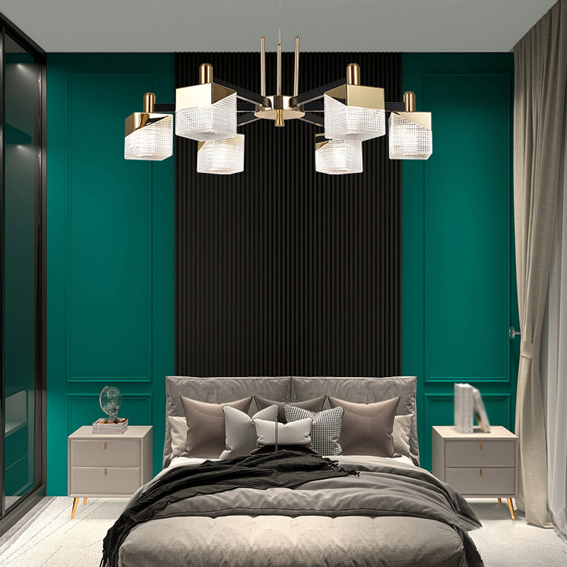 Square Chandelier Postmodern Metal LED Suspension Light Fixture