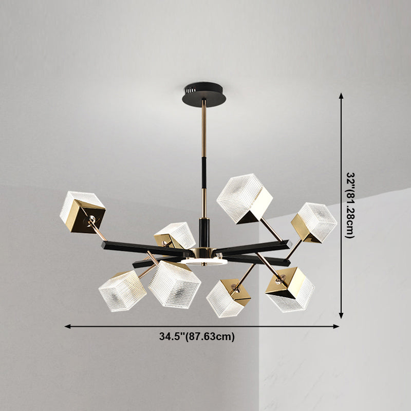 Square Chandelier Postmodern Metal LED Suspension Light Fixture