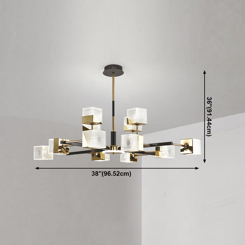 Square Chandelier Postmodern Metal LED Suspension Light Fixture