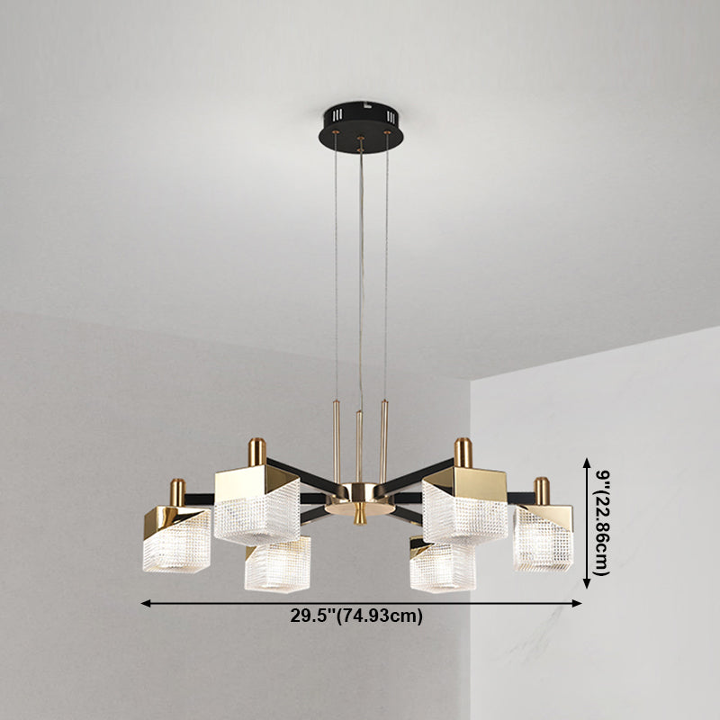 Square Chandelier Postmodern Metal LED Suspension Light Fixture