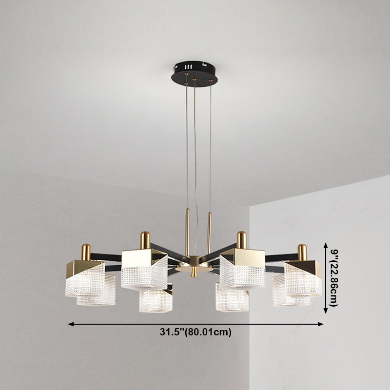 Square Chandelier Postmodern Metal LED Suspension Light Fixture