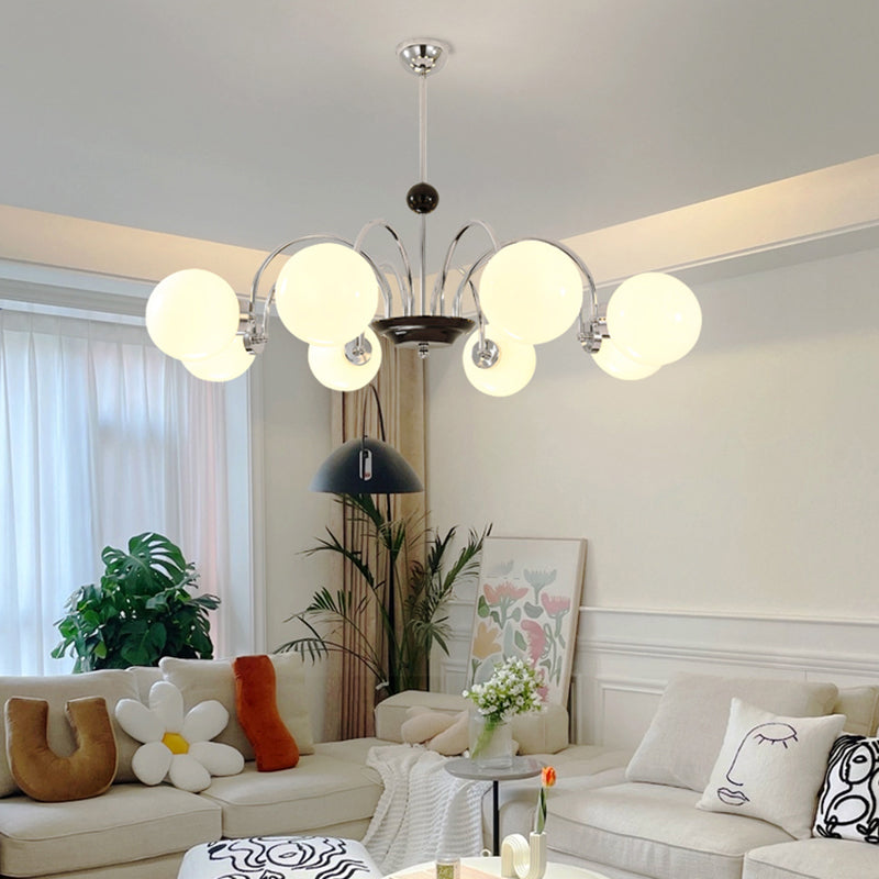 Lampadario a forma di globo lampadina multipulla nordica con vetro per camera da letto