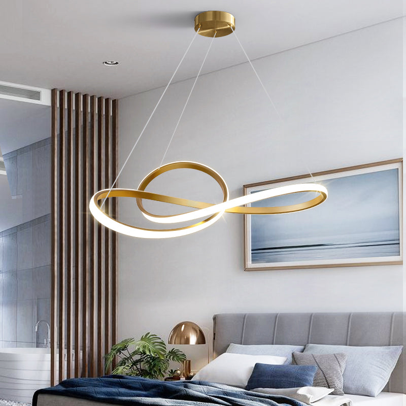 Gold Unique Shape Chandelier Modern 1 Light LED Hanging Light for Bedroom