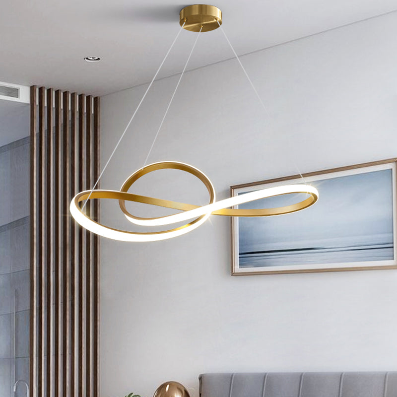 Gold Unique Shape Chandelier Modern 1 Light LED Hanging Light for Bedroom