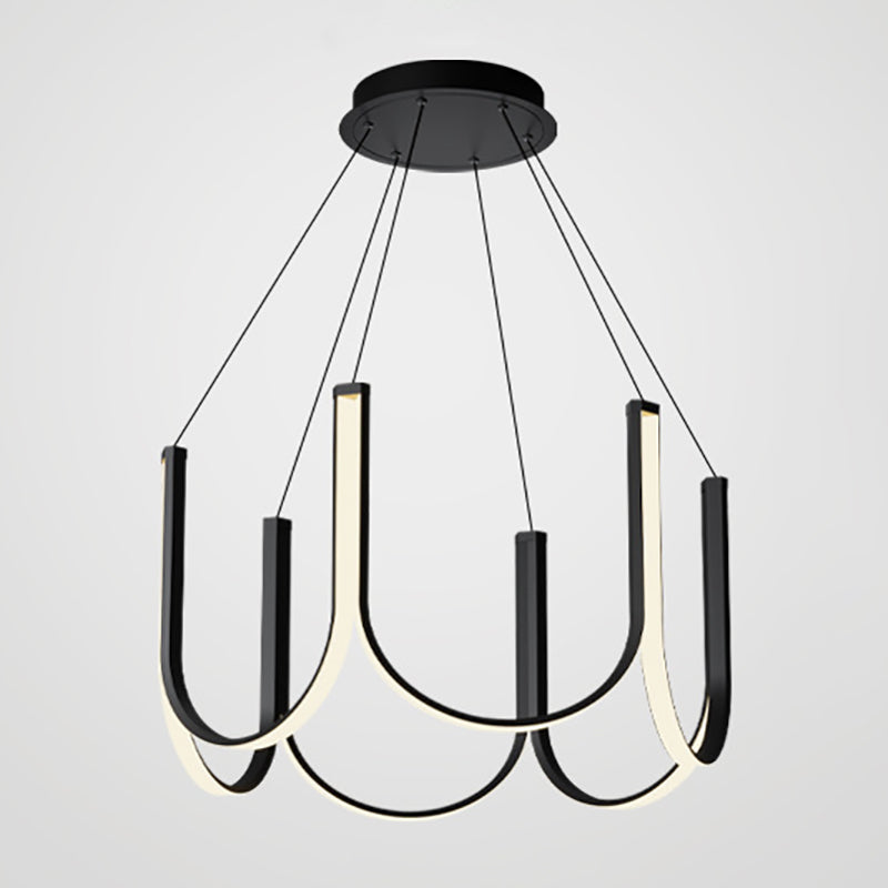 Lampadella geometrica nera LED moderna LED sospesa con alluminio per camera da letto